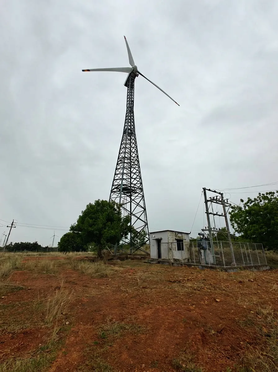 Our lattice tower wind turbine on site in Tamil Nadu
